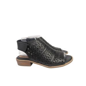 Sofft Black Leather lazercut cutout Natalee peep toe slingback sandal womens 7.5